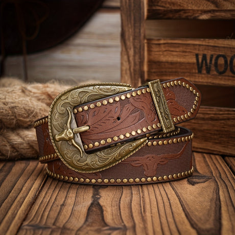 Western PU Leather Belt – Cowboy Style Workoutry