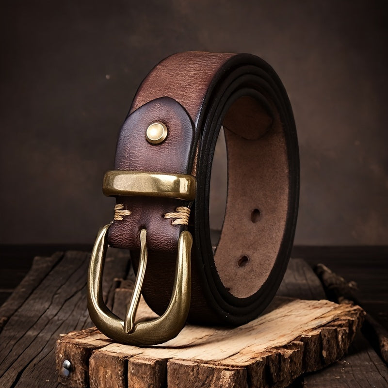 Unisex Genuine Leather Belt – Retro Buckle Style Workoutry