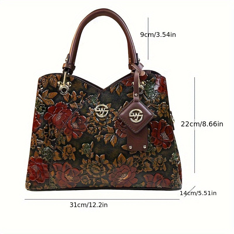 Floral PU Leather Tote Bag – Luxury Design Workoutry