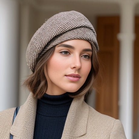 Vintage Wool Blend Beret – Checkered Elegance Workoutry