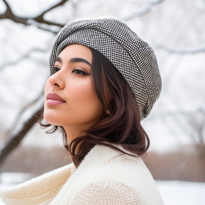 Vintage Wool Blend Beret – Checkered Elegance Workoutry