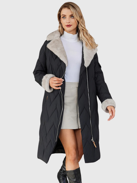Soraya | Long Fur-Collar Belted Quilted Parka Bianca Australia