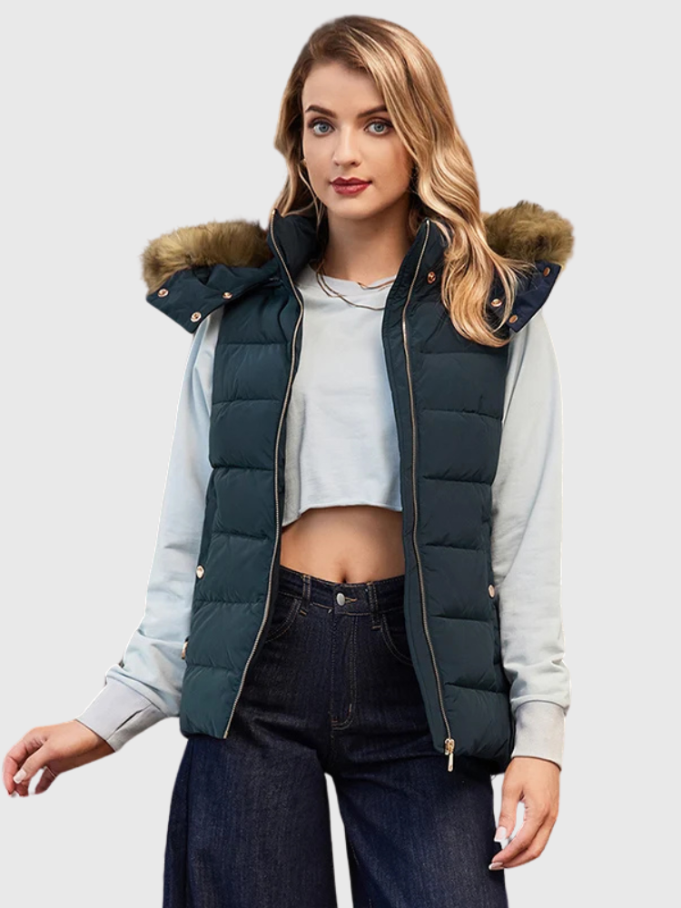 Raya | Slim Hooded Quilted Puffer with Fur Collar Bianca Australia