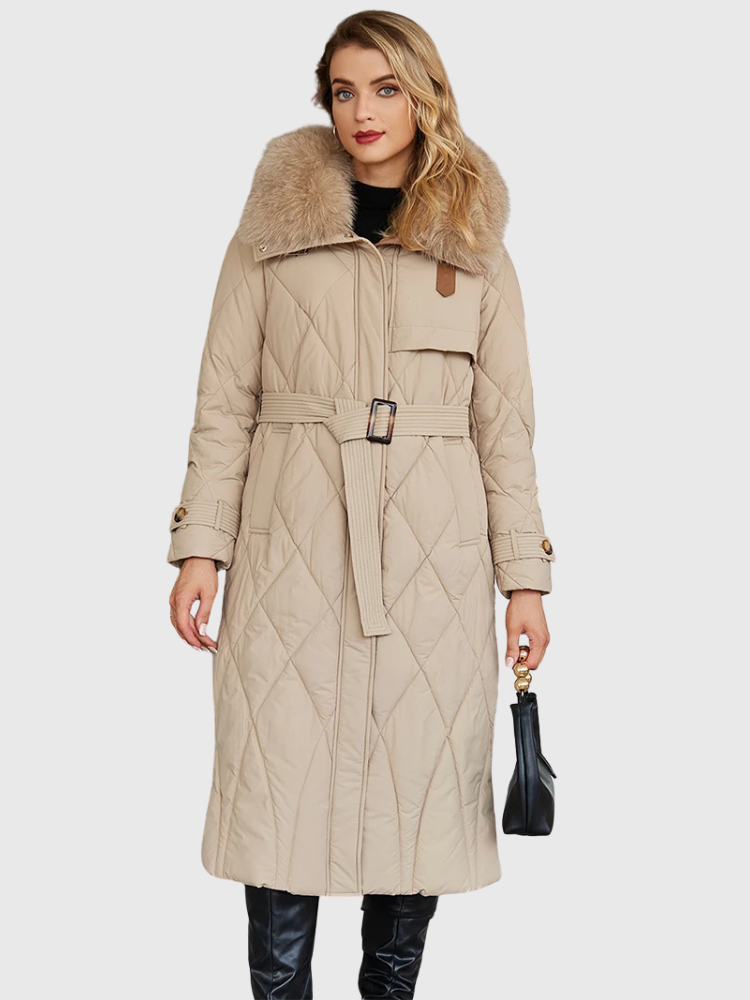 Alina | Long Belted Fur-Collar Puffer Coat Bianca Australia