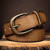 Unisex Genuine Leather Belt – Retro Buckle Style Workoutry