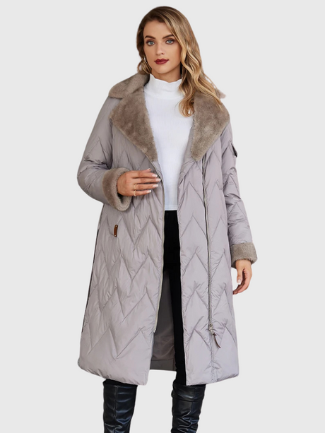Soraya | Long Fur-Collar Belted Quilted Parka Bianca Australia