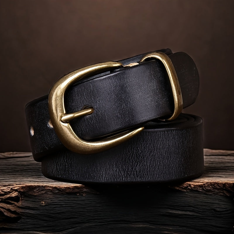 Unisex Genuine Leather Belt – Retro Buckle Style Workoutry
