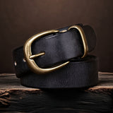 Unisex Genuine Leather Belt – Retro Buckle Style Workoutry