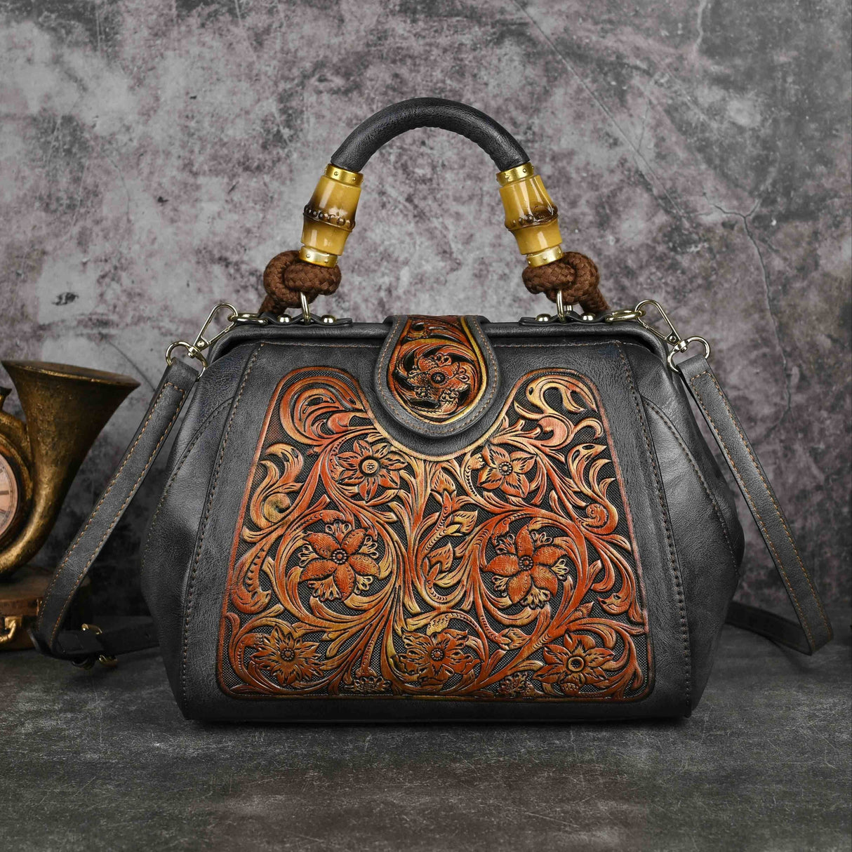 Handcrafted Vintage Embossed Leather Bag Workoutry