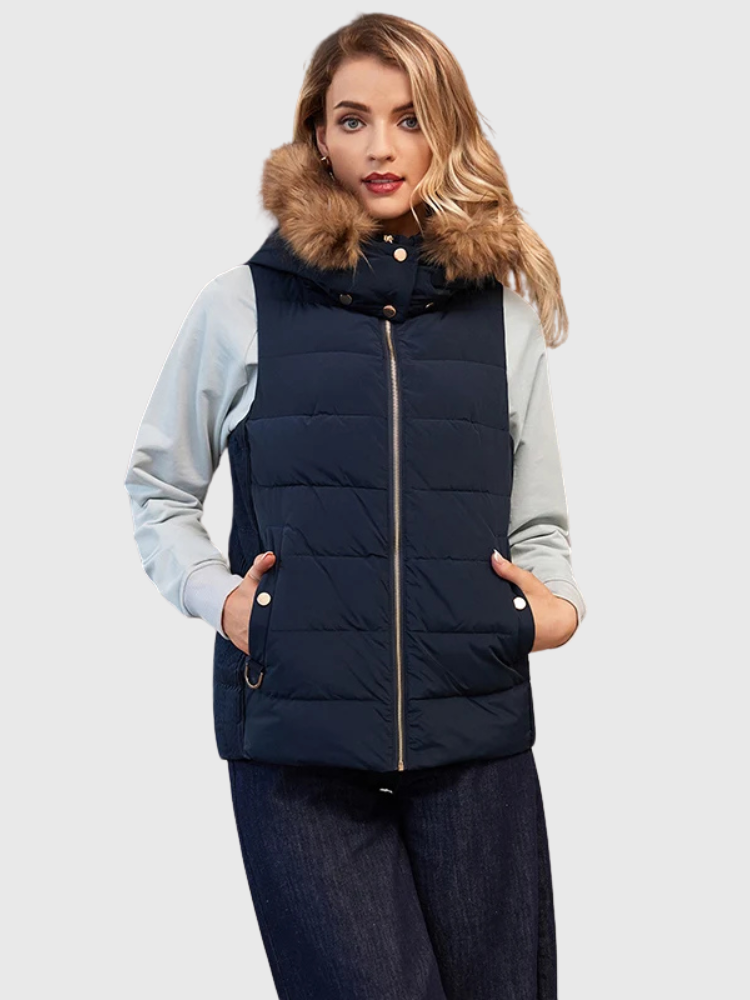 Raya | Slim Hooded Quilted Puffer with Fur Collar Bianca Australia