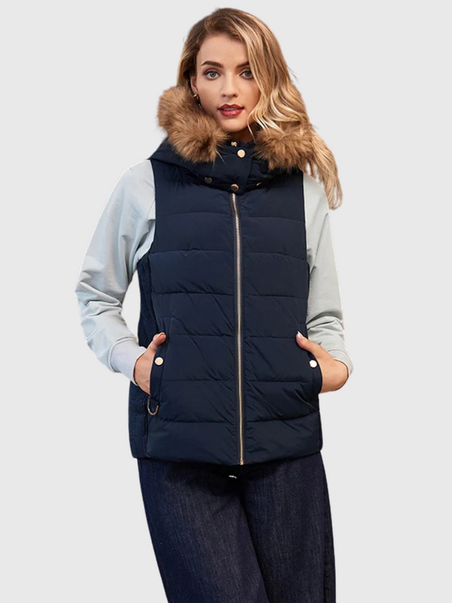 Raya | Slim Hooded Quilted Puffer with Fur Collar Bianca Australia