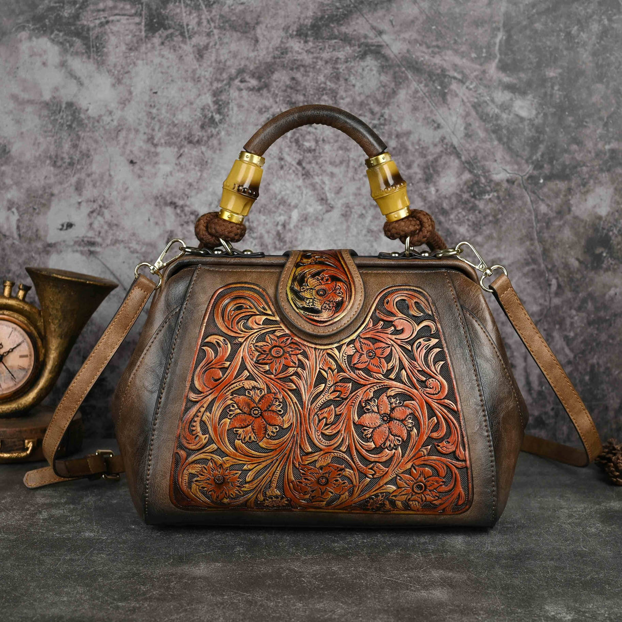 Handcrafted Vintage Embossed Leather Bag Workoutry