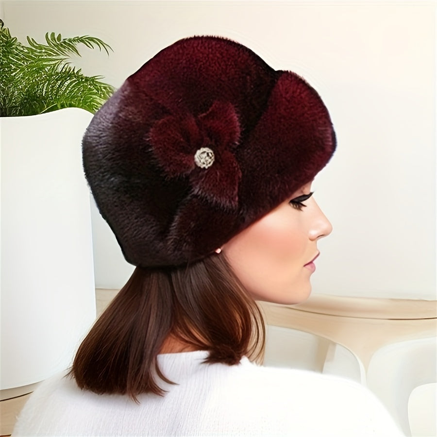 Faux Mink Fur Bucket Hat – Floral Winter Style Workoutry