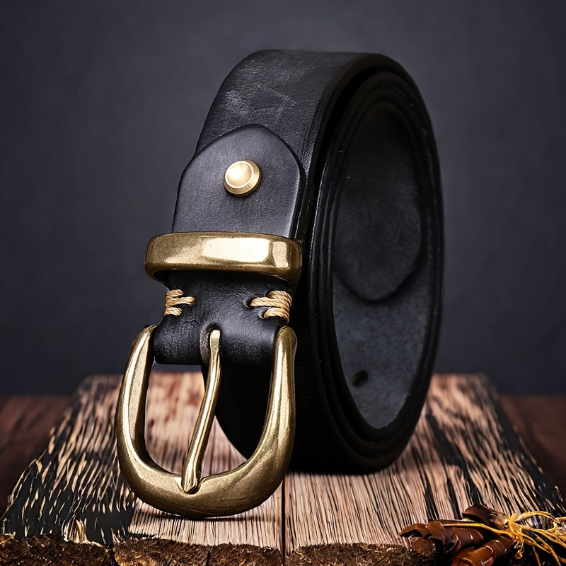 Unisex Genuine Leather Belt – Retro Buckle Style Workoutry