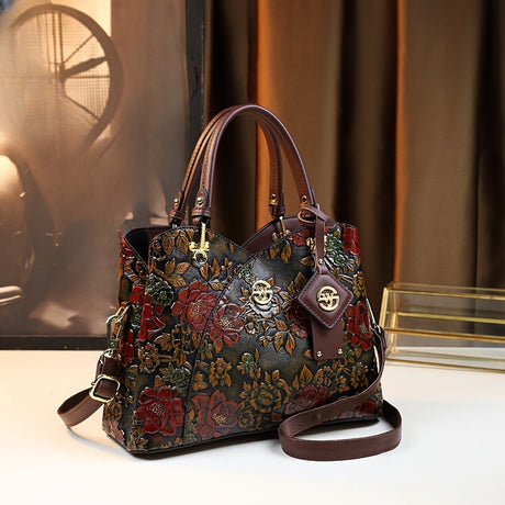 Floral PU Leather Tote Bag – Luxury Design Workoutry