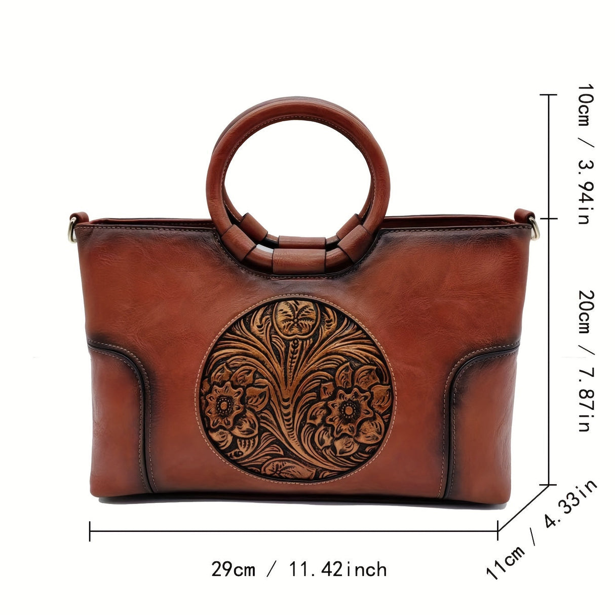 Handcrafted Embossed Leather Tote – Retro Style Workoutry