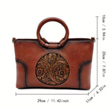 Handcrafted Embossed Leather Tote – Retro Style Workoutry