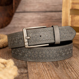 Floral Embossed PU Belt – Classic Pin Buckle Workoutry