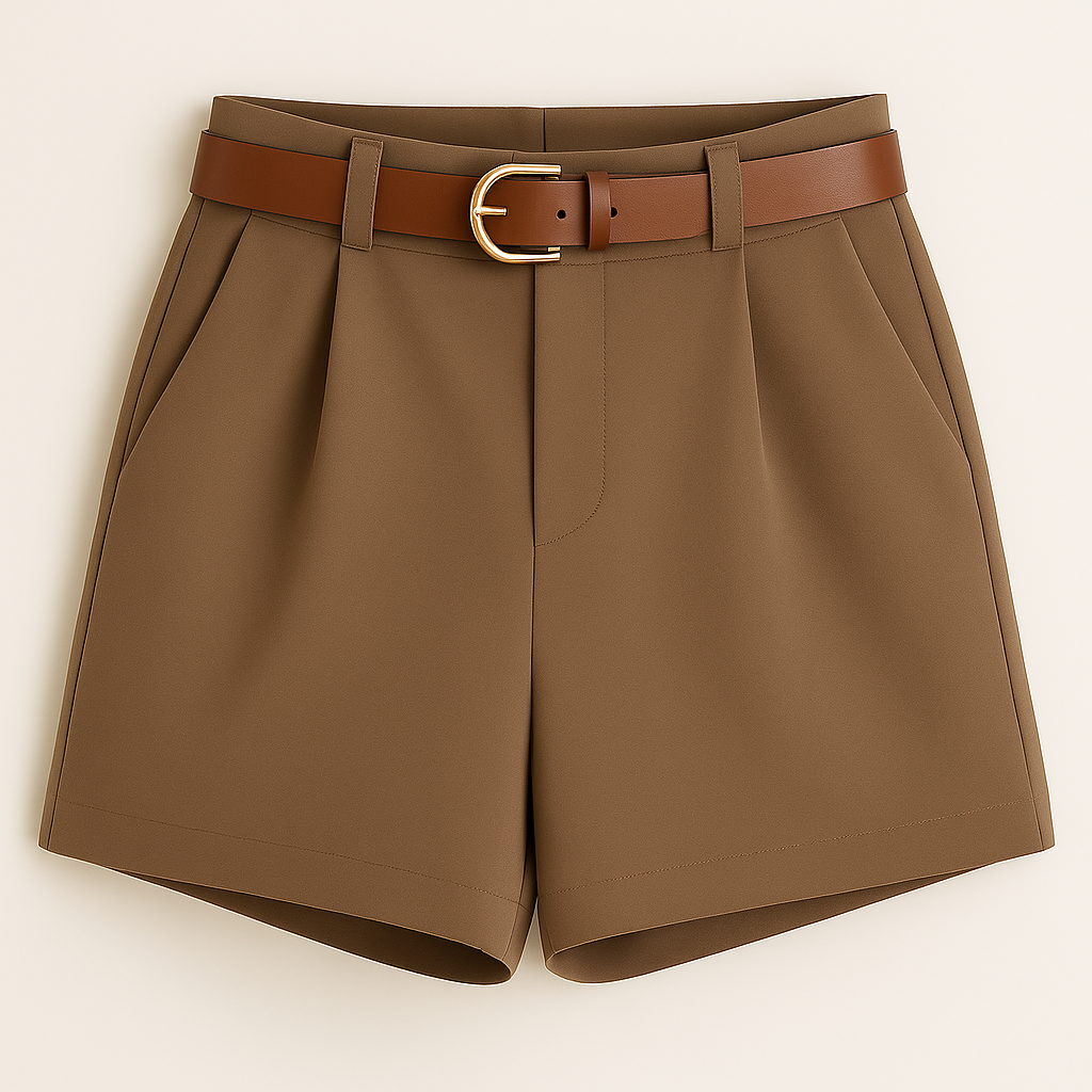 Elegant High Waist Belted Summer Shorts