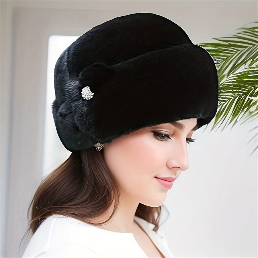Faux Mink Fur Bucket Hat – Floral Winter Style Workoutry