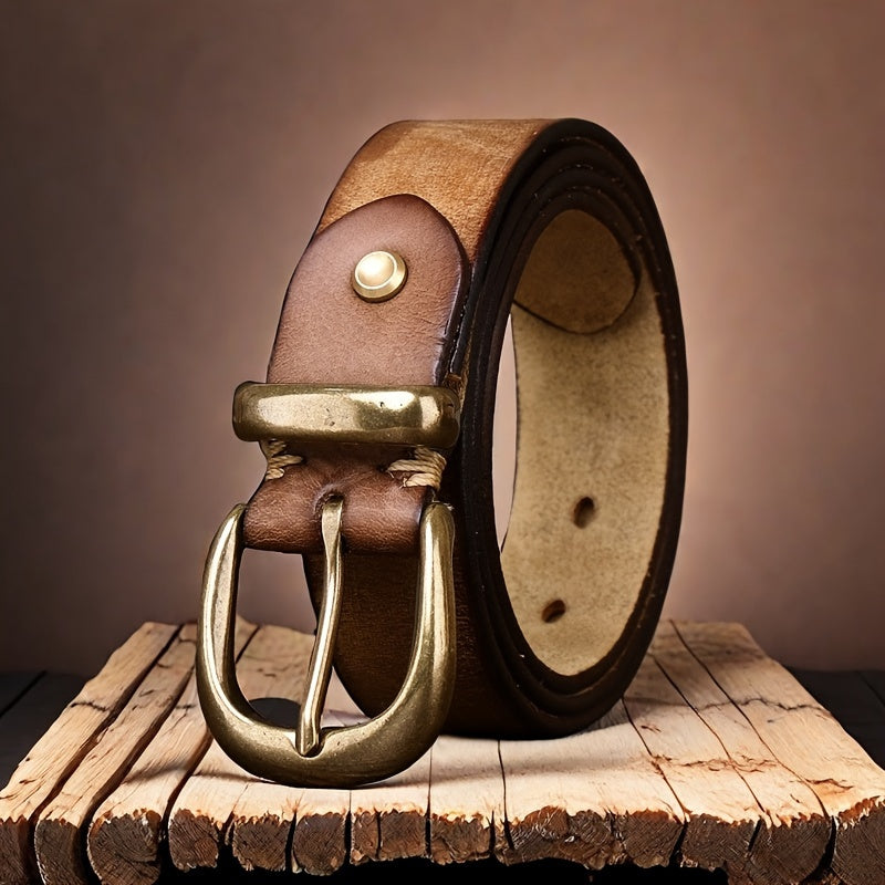 Unisex Genuine Leather Belt – Retro Buckle Style Workoutry
