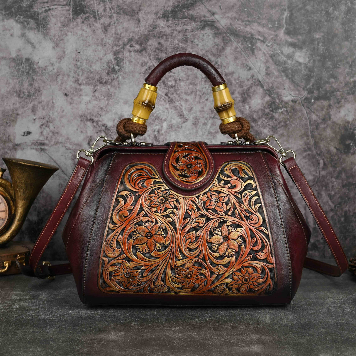 Handcrafted Vintage Embossed Leather Bag Workoutry