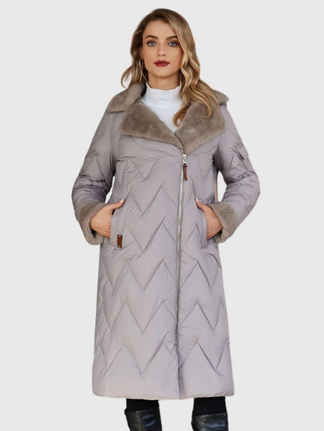 Soraya | Long Fur-Collar Belted Quilted Parka Bianca Australia