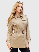 Elina | Belted Short Coat with Turn-Down Collar Bianca Australia
