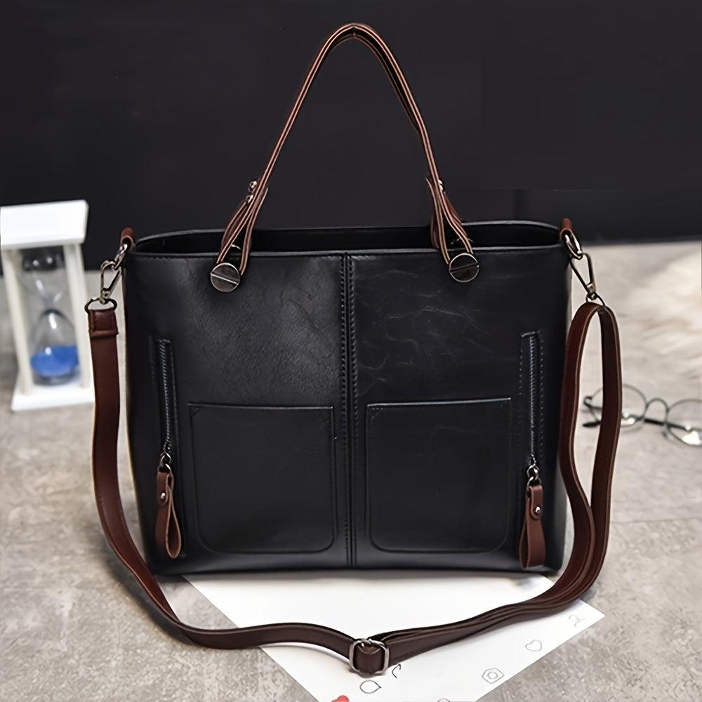 Vintage Leather Work Tote – Multi-Pocket Shoulder Bag Workoutry