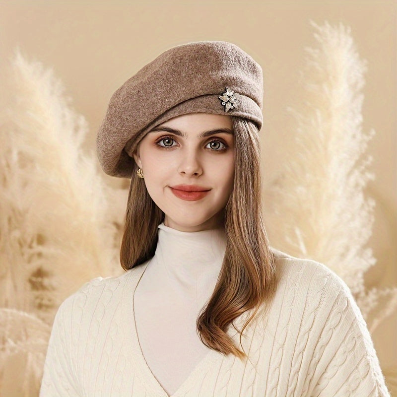 Embellished Wool Beret – Vintage Winter Chic Workoutry