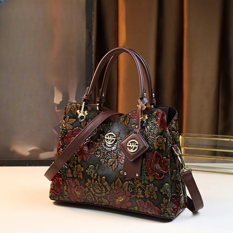 Floral PU Leather Tote Bag – Luxury Design Workoutry