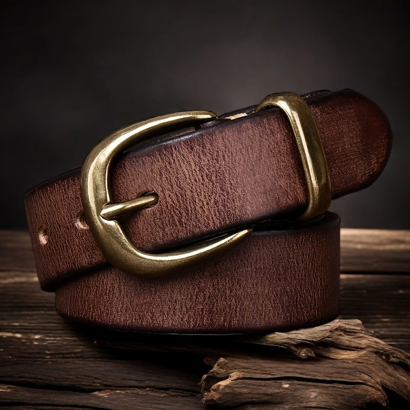 Unisex Genuine Leather Belt – Retro Buckle Style Workoutry
