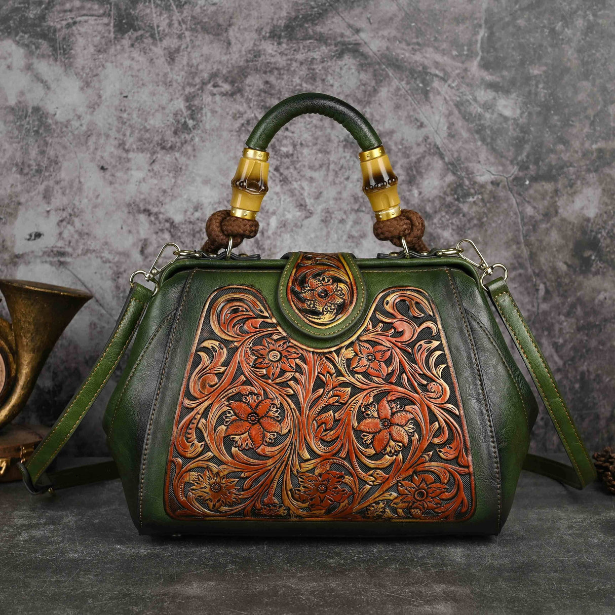 Handcrafted Vintage Embossed Leather Bag Workoutry