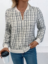 Aria Houndstooth Zip-Up Bomber Jacket 2