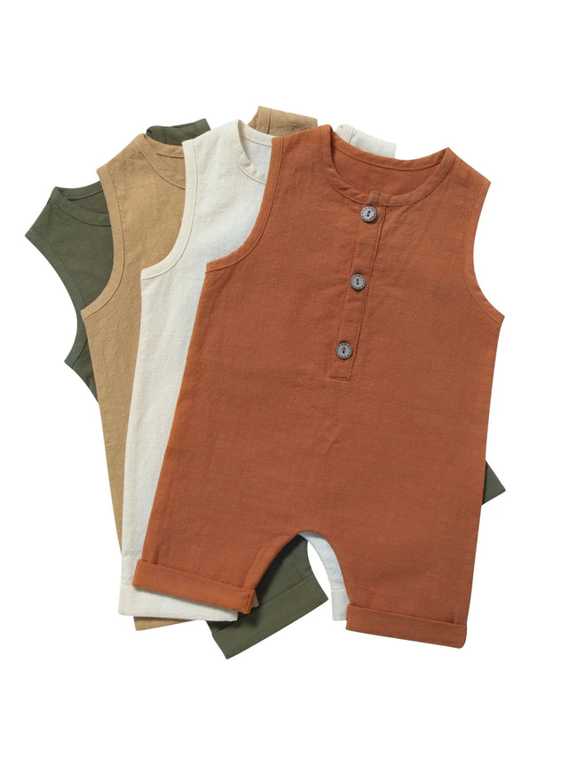 Baby Bodysuit Cotton Linen – Unisex Summer Crawler Outfit