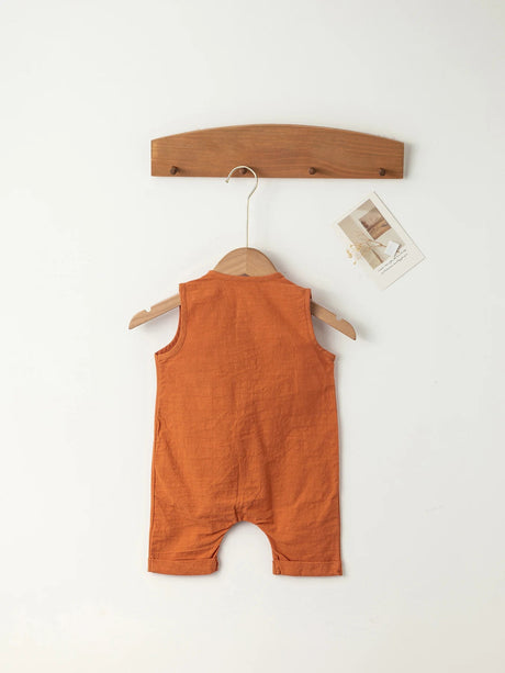Baby Bodysuit Cotton Linen – Unisex Summer Crawler Outfit Back