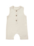 Baby Bodysuit Cotton Linen – Unisex Summer Crawler Outfit Beige