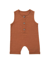 Baby Bodysuit Cotton Linen – Unisex Summer Crawler Outfit Caramel