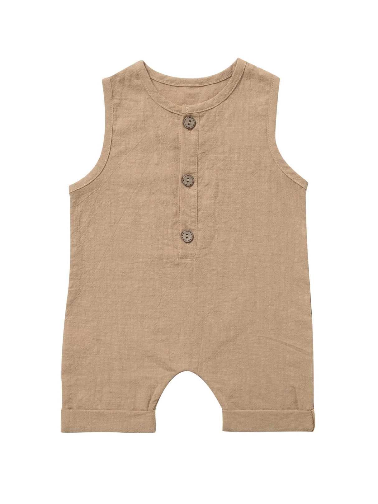 Baby Bodysuit Cotton Linen – Unisex Summer Crawler Outfit Nude