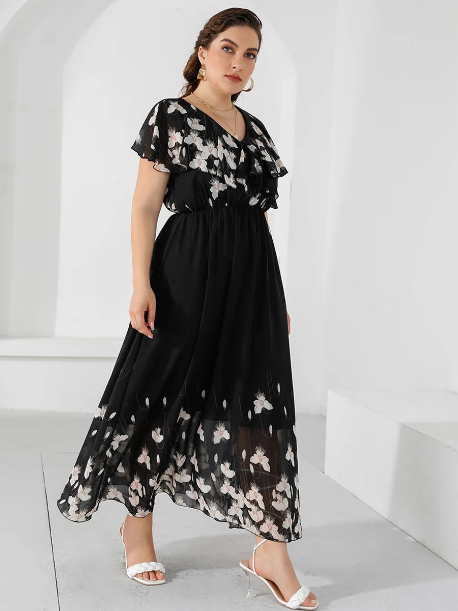 Black Boho Floral Maxi Dress 1