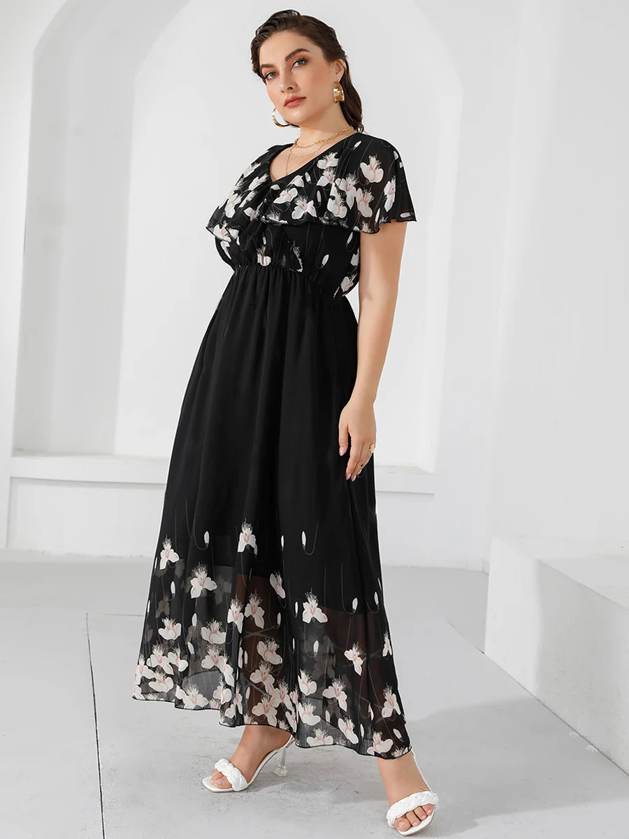 Black Boho Floral Maxi Dress 2