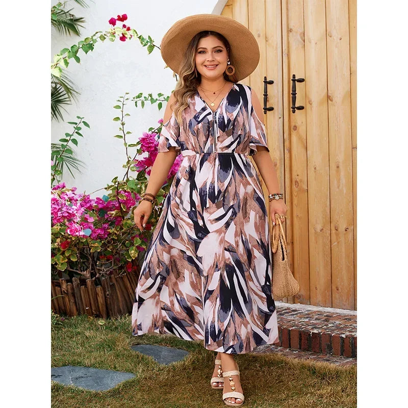 Boho Cold Shoulder Maxi Dress