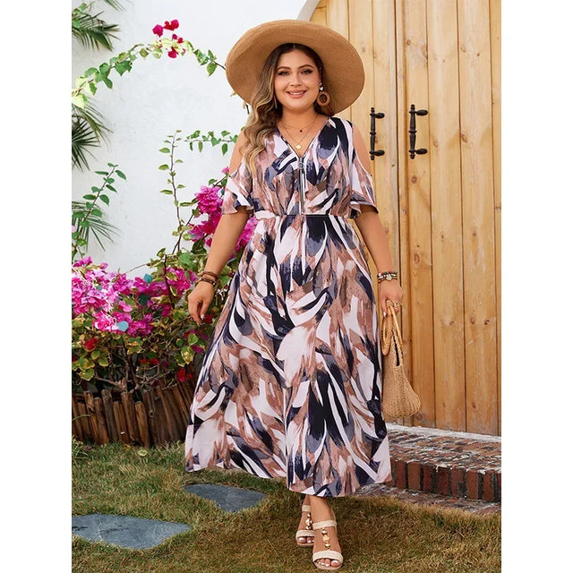 Boho Cold Shoulder Maxi Dress