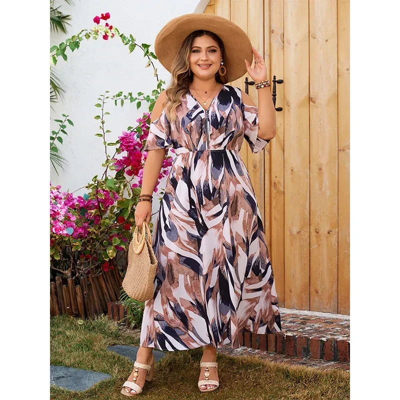 Boho Cold Shoulder Maxi Dress 2