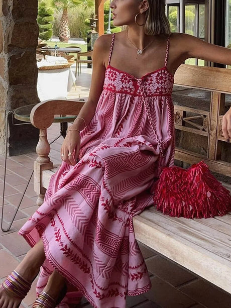 Boho Crochet Patchwork Maxi Dress 1