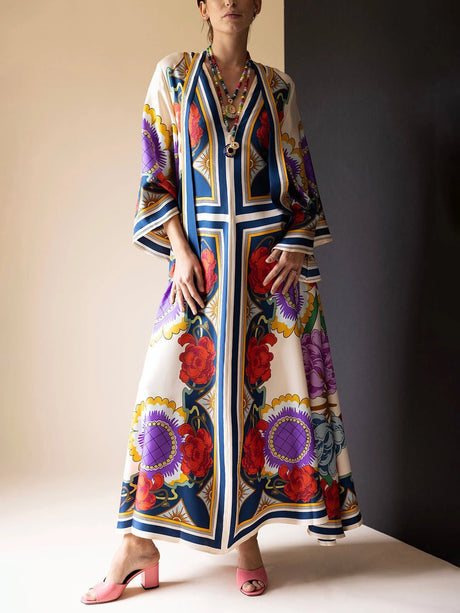 Boho Ethnic Floral Print Maxi Dress