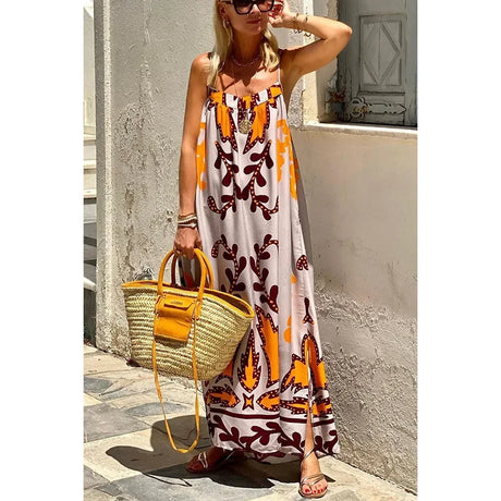 Boho Ethnic Print Maxi Dress – Flowy & Vibrant Style