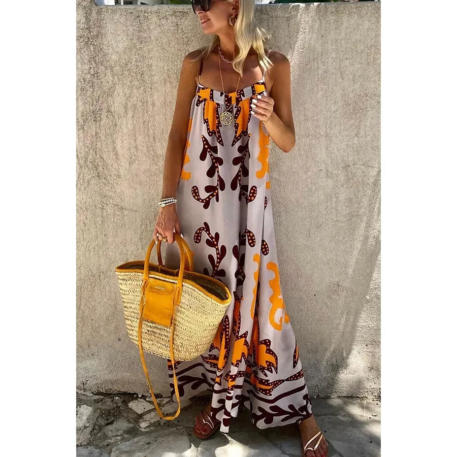 Boho Ethnic Print Maxi Dress – Flowy & Vibrant Style 1