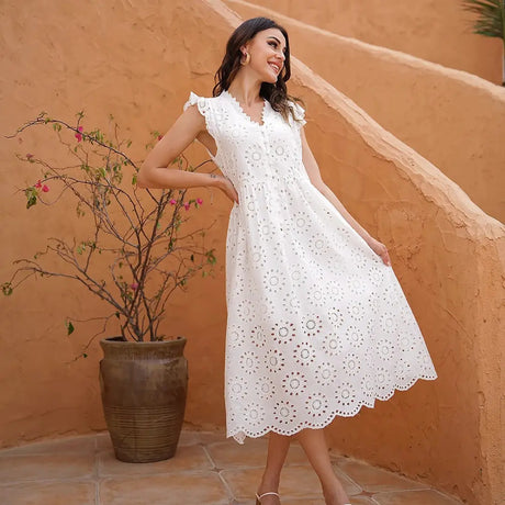 Breathable Cotton Midi Dress