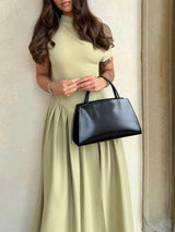 Elegant Flowy Maxi Dress with Sloped Neckline 1